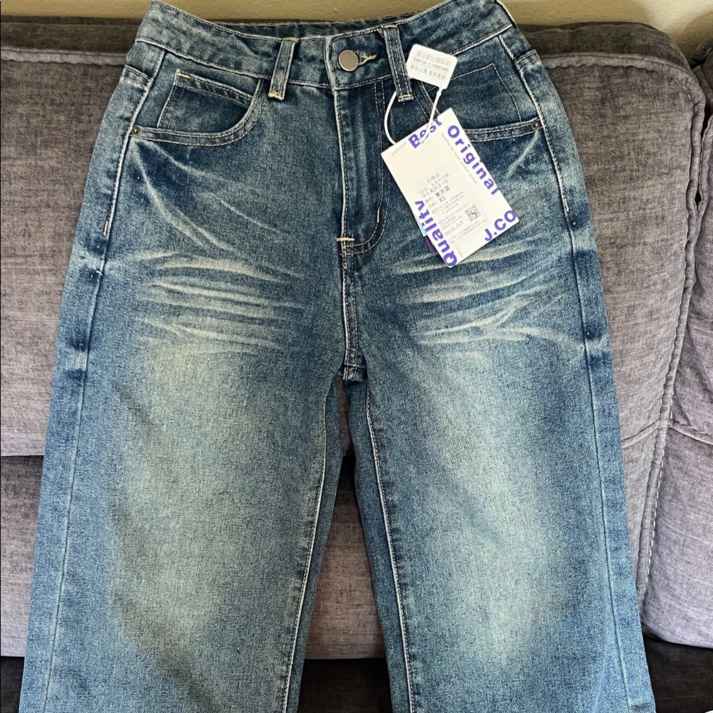 NWT YKK distressed wide leg jeans size 24